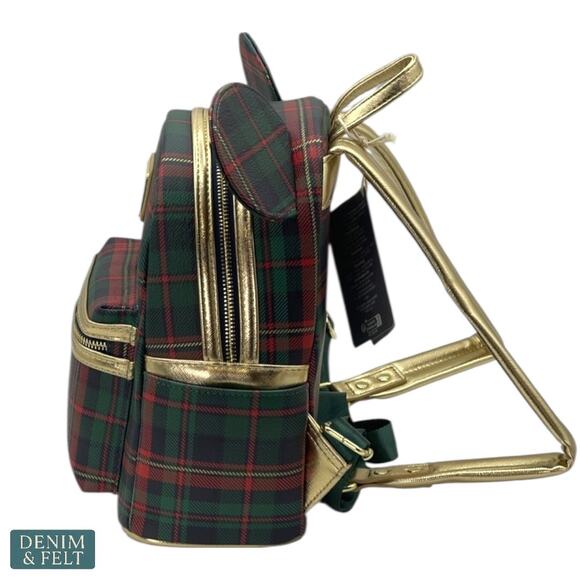Plaid Christmas Loungefly Mini Backpack Now Available at  NEW Loungefly Disney Mickey Mouse Holiday Plaid Mini Backpack Christmas Ear Gold